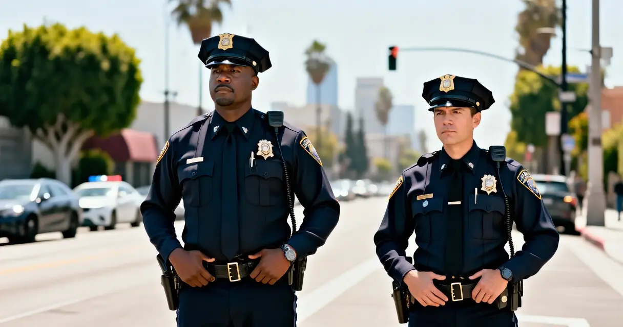 The Rookie -sarjan pituusvertailu poliiseja rinnakkain kaupunkiympäristössä